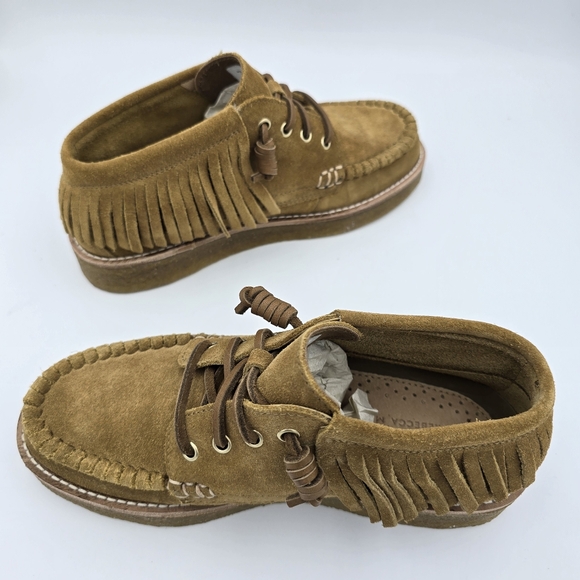 NWOT Rebecca Minkoff x Sperry Fringe Tan Leather Chukka Boots, Tan, Women’s 7.5 - Picture 16 of 16
